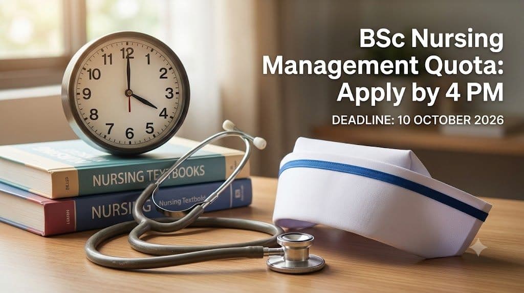 AP BSc Nursing management quota 2026-27 application deadline 10 October 4 PM