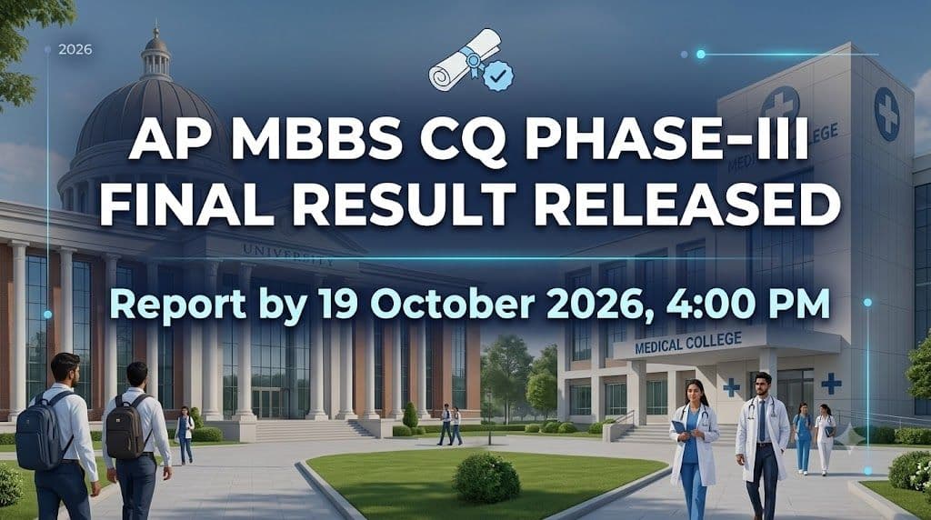 AP MBBS Competent Authority Quota Phase III final result 2026 reporting deadline 19 October