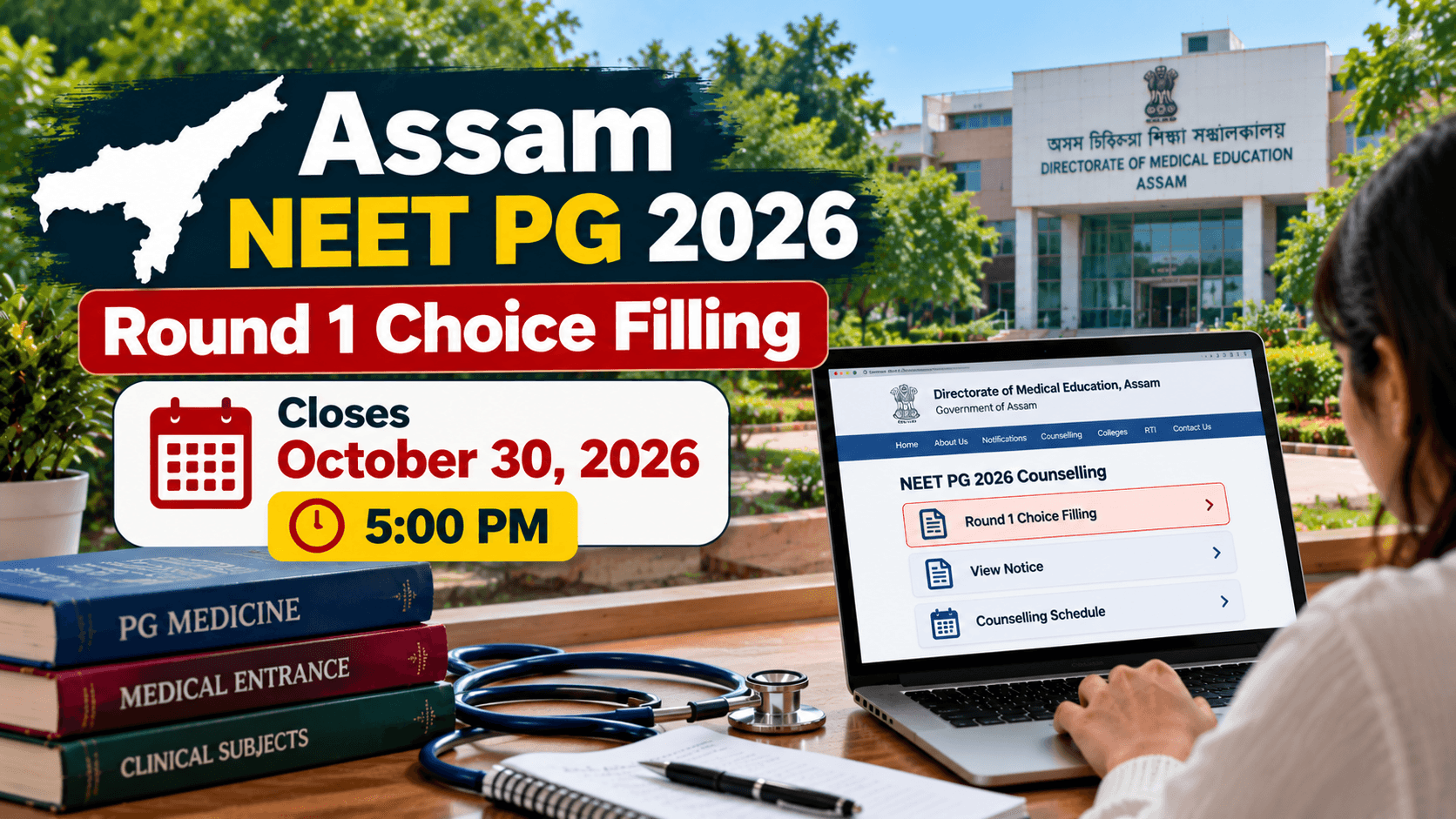 Candidate filling Assam NEET PG 2026 Round 1 choices on dme.assam.gov.in