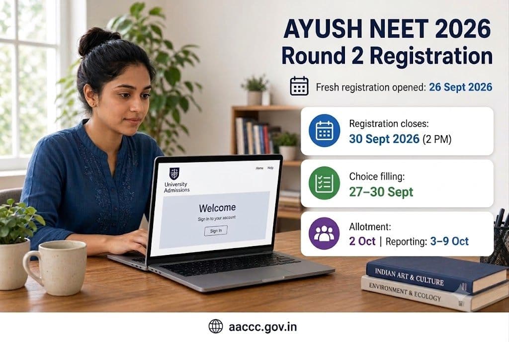 AYUSH NEET Counselling 2026 Round 2 registration