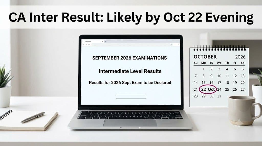 CA Intermediate September 2026 result date announced as likely by October 22 evening