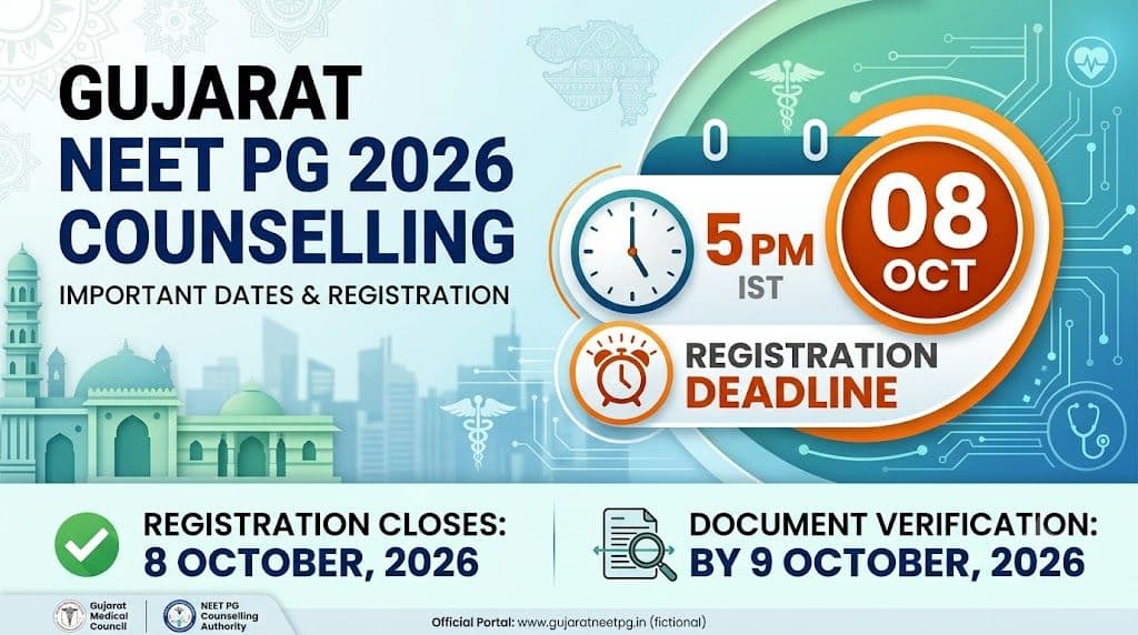 Gujarat NEET PG 2026 counselling registration deadline of 8 October