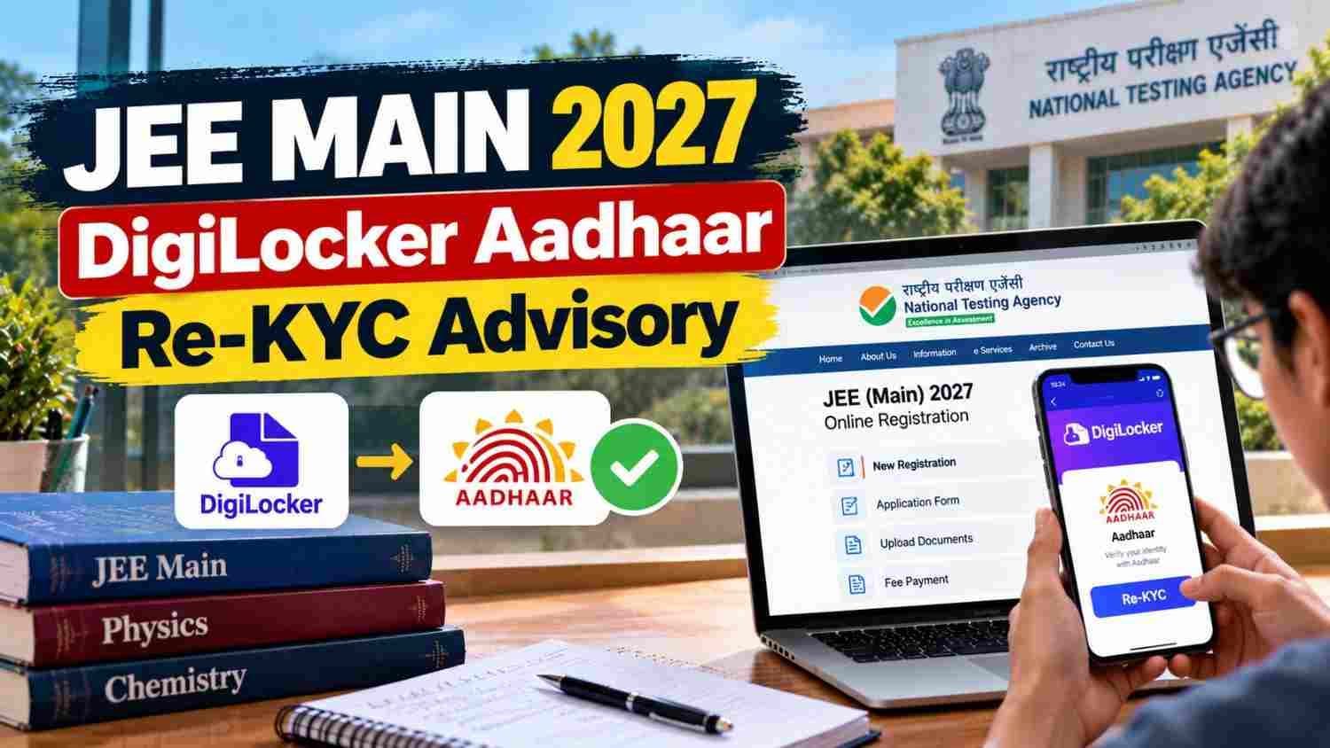 Candidate completing DigiLocker Aadhaar re-KYC for JEE Main 2027 registration