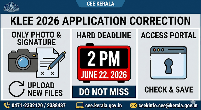 KLEE 2026: LLB Photo, Signature Correction Open