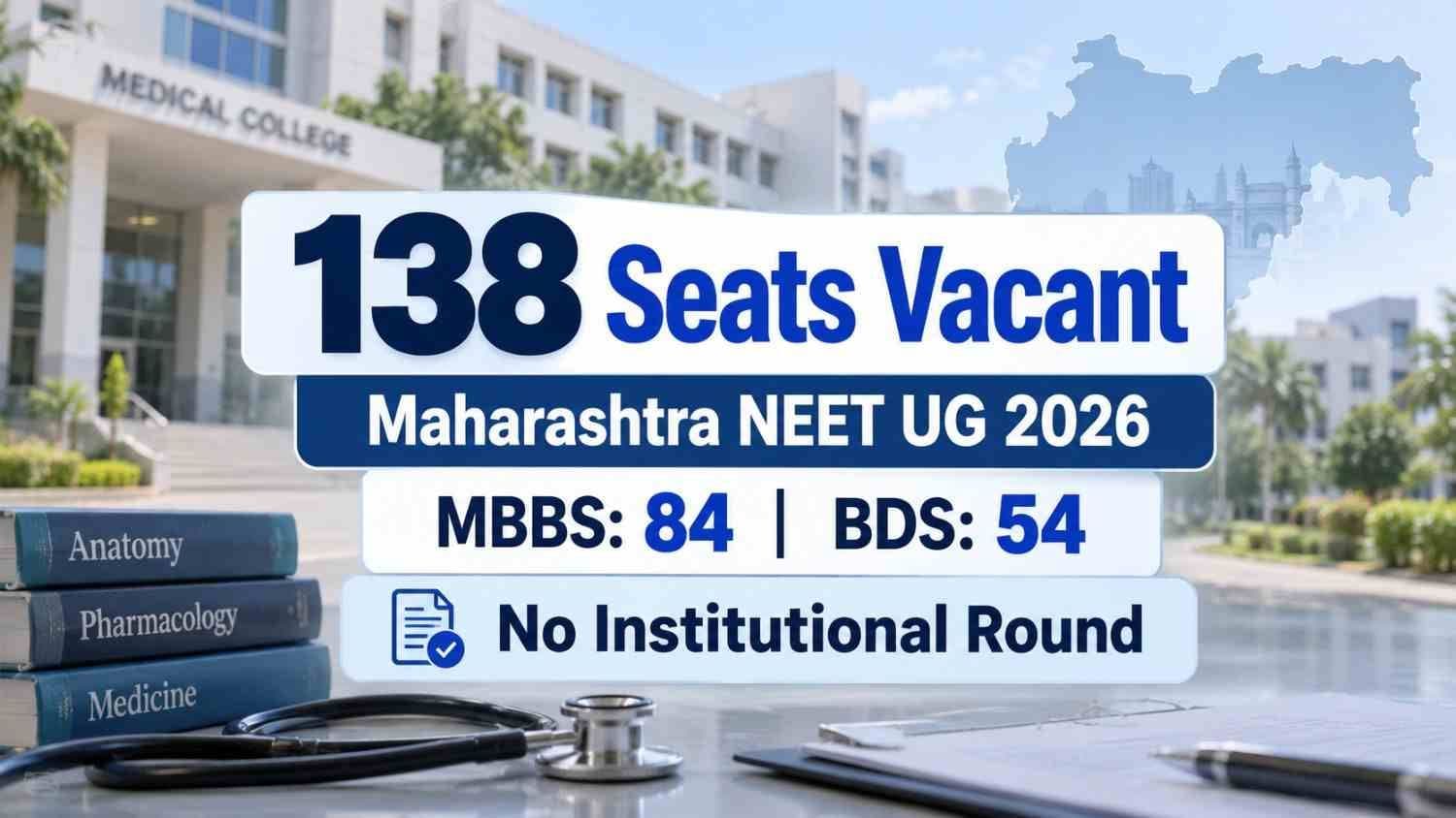 Maharashtra NEET UG 2026 counselling ends with 138 vacant MBBS and BDS seats; no institutional round authorised