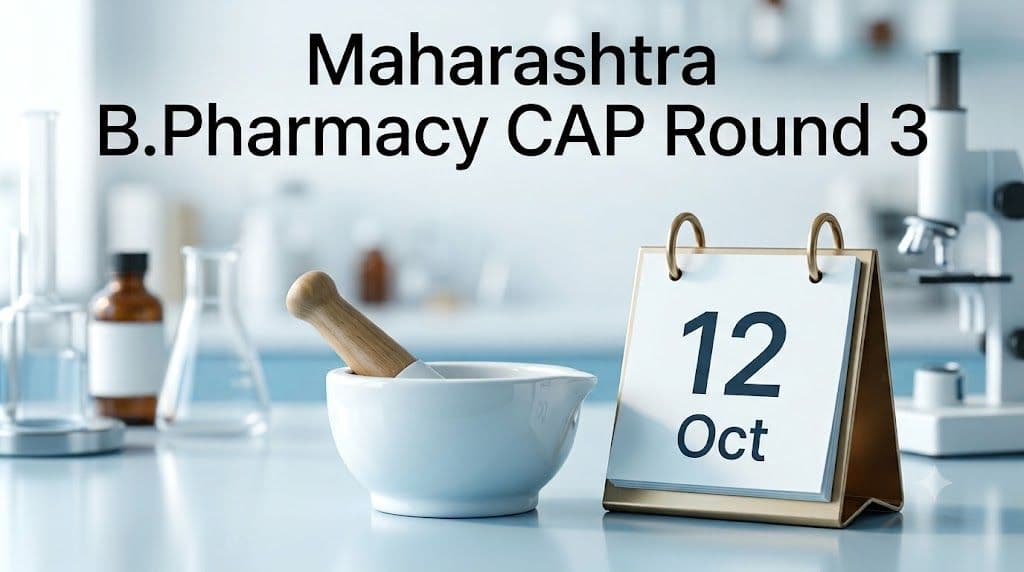 Graphic showing Maharashtra B.Pharmacy and Pharm.D CAP Round 3 option form last date