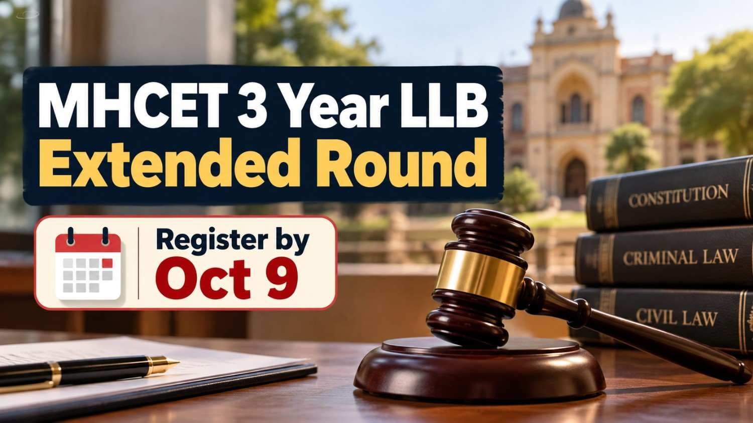 MHCET Law 3 Year LLB 2026 extended institute level round registration till October 9