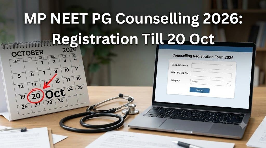 MP NEET PG counselling 2026 Round 1 registration open till 20 October