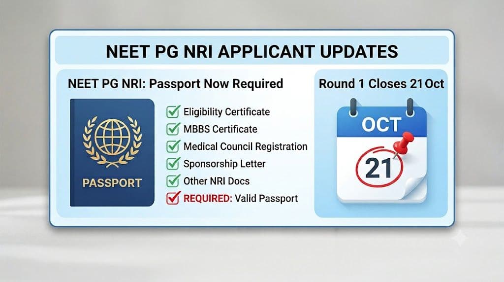 NEET PG 2026 NRI applicants passport document requirement by MCC