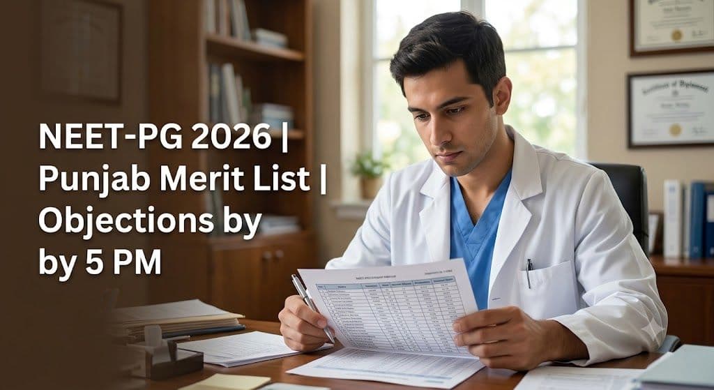 Medical graduate checking the Punjab NEET-PG 2026 provisional merit list