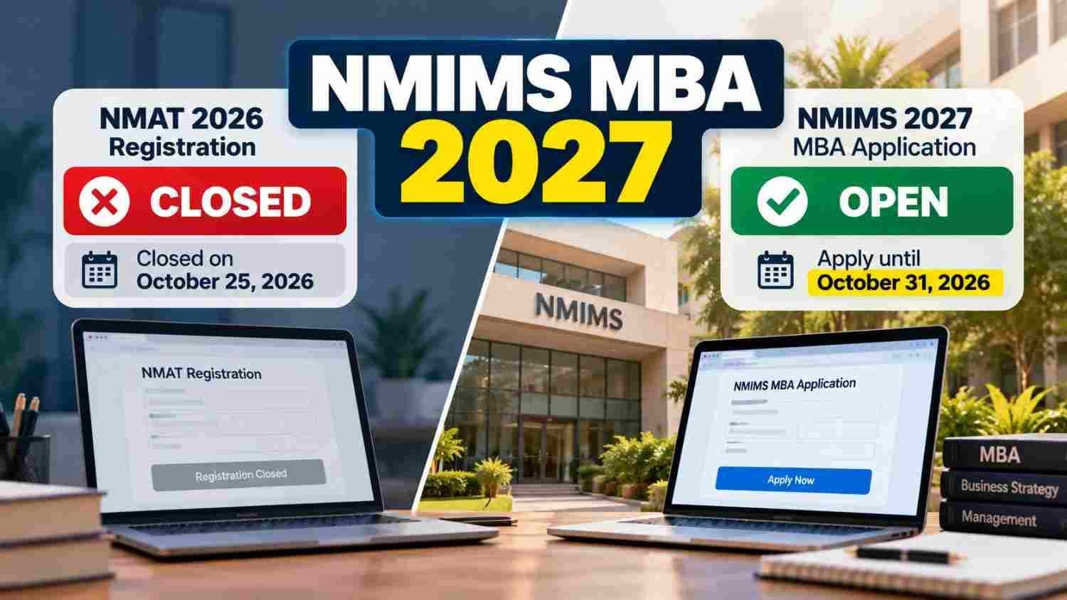 NMIMS MBA admission 2027 application deadline extended to October 31 while NMAT registration is closed