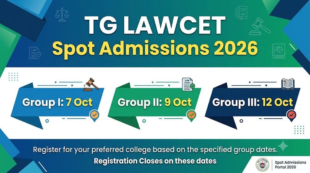 TG LAWCET PGLCET 2026 spot admission registration dates by college group