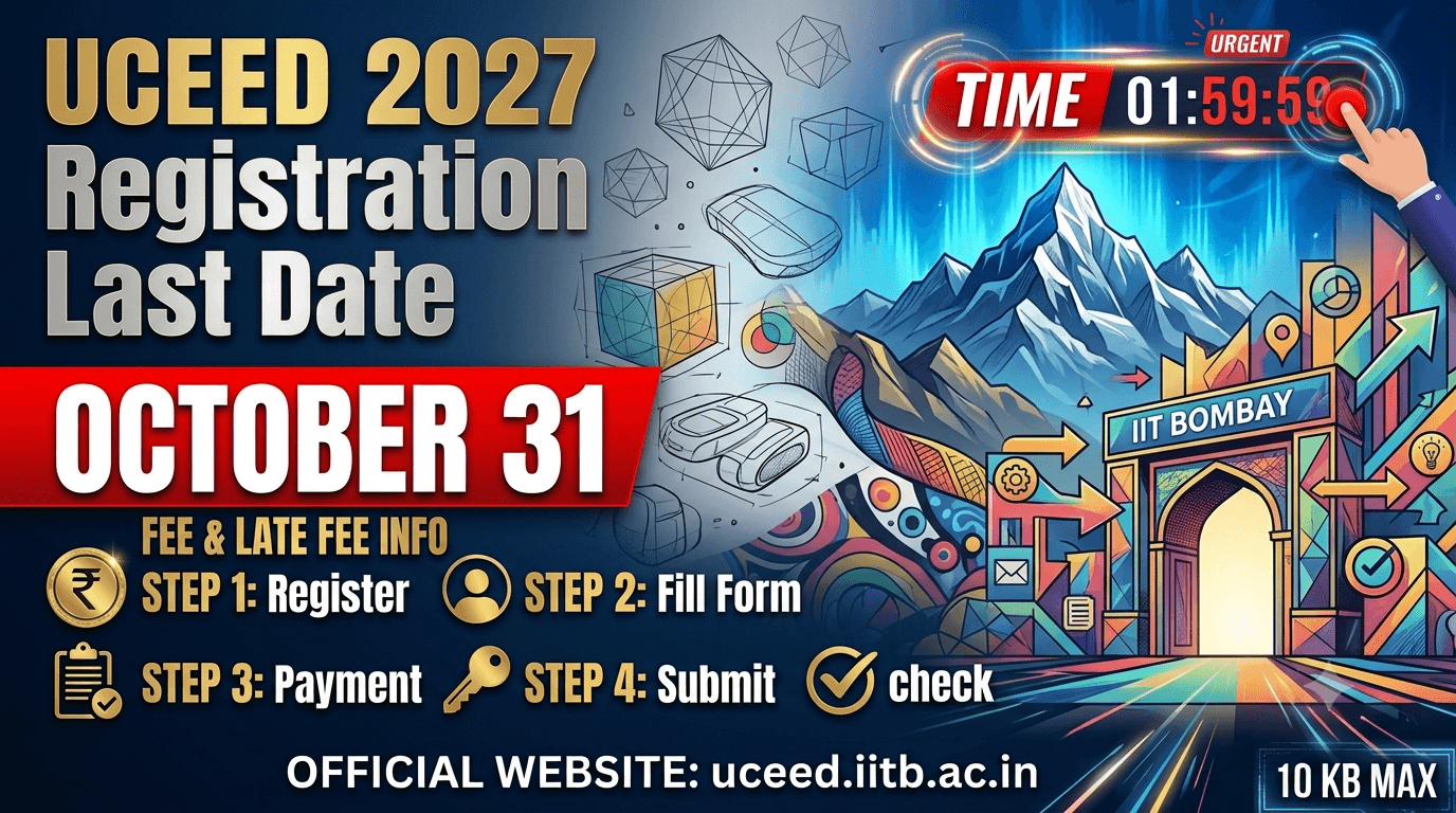 UCEED 2027 Registration Closes October 31: Check Fees, Late Deadline and Exam Date