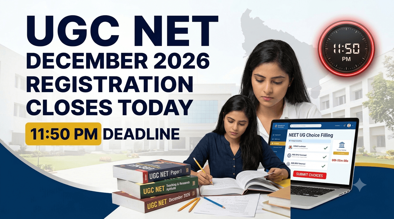 UGC NET December 2026 Registration Closes Today at 11:50 PM; Check Application Fees and How to Apply