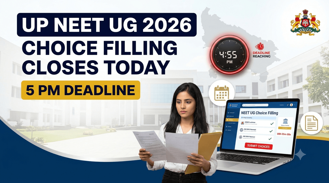 UP NEET UG 2026: Round 3 Choice Filling Closes Today at 5 PM, Check Seat Allotment Date