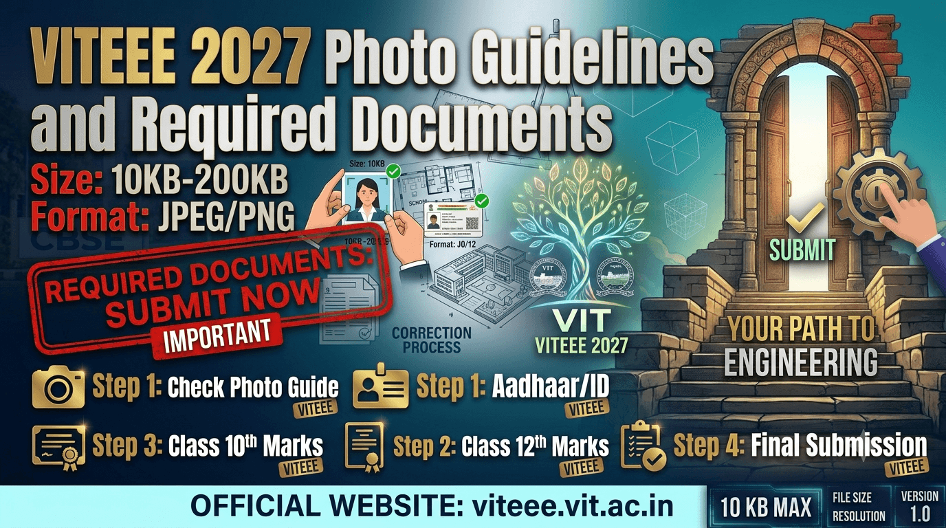 VITEEE 2027 Application Update: Live Photo, Class 10 Marksheet and Address Proof