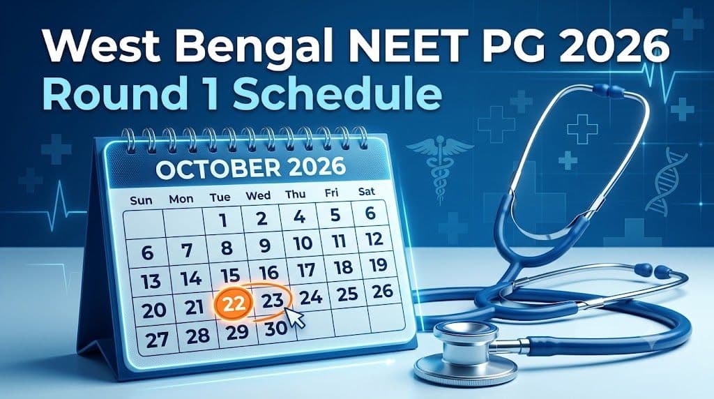Calendar graphic showing the West Bengal NEET PG 2026 Round 1 registration start date of 22 October