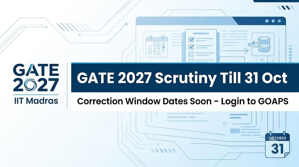 GATE 2027 application scrutiny process ongoing till 31 October 2026 – check status on gate2027.iitm.ac.in