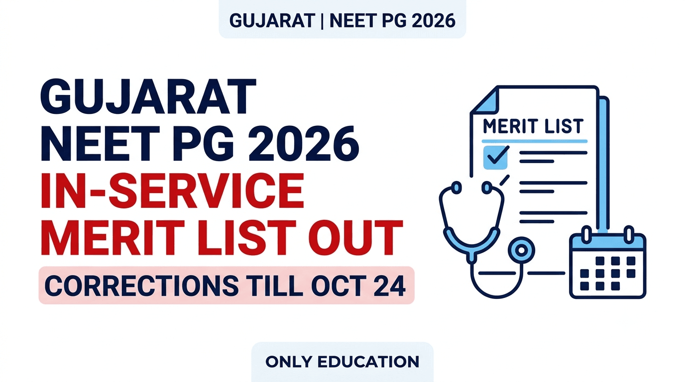 Gujarat NEET PG 2026 In-Service Merit Lists Out: Submit Corrections at Help Centres by Oct 24