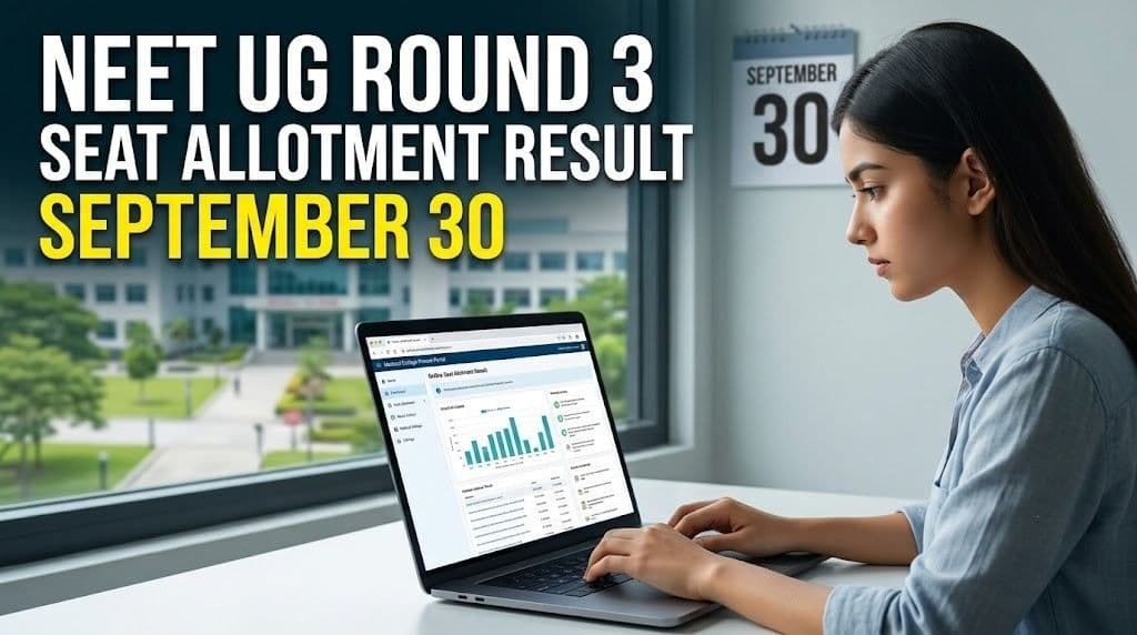 NEET UG Round 3 Seat Allotment Result 2026 scheduled for September 30