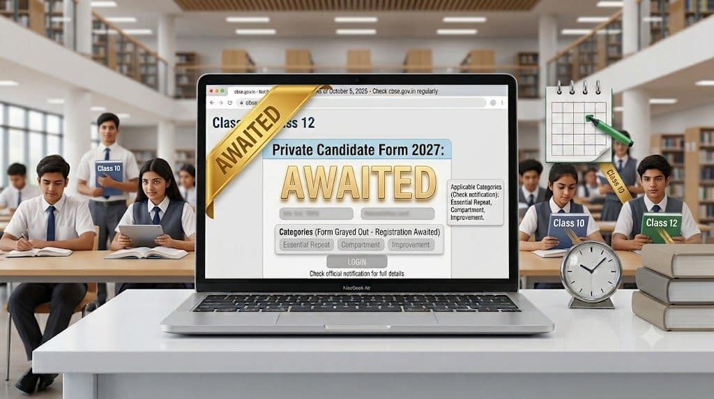 CBSE Private Candidate Form 2027 for Class 10 and 12 awaited on cbse.gov.in