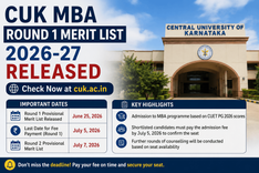 CUK MBA Round 1 Merit List 2026-27 Released at cuk.ac.in; Fee Payment Deadline July 5
