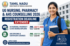 Tamil Nadu Extends UG Nursing, Pharmacy and AHS Counselling 2026 Registration; Check New Last Dates