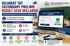 Gujarat TAT Secondary Prelims Result 2026 Declared at sebexam.org; Download Scorecard Now