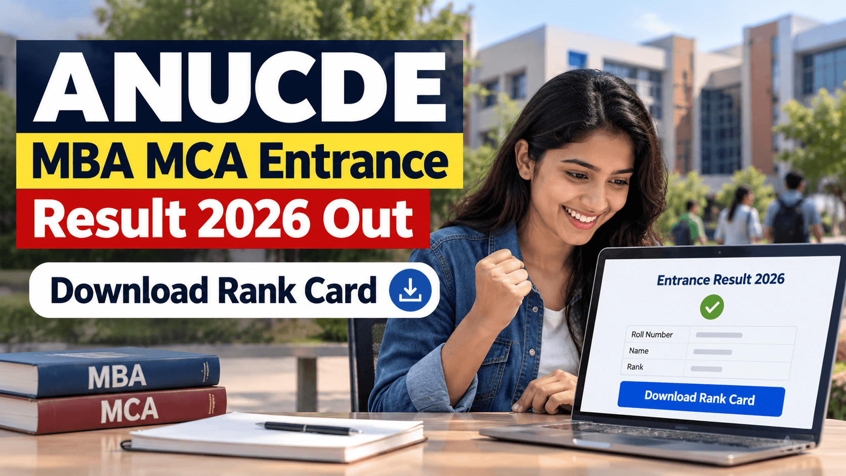 ANUCDE MBA MCA Result 2026 Released: Check Rank Card and Admission Deadline