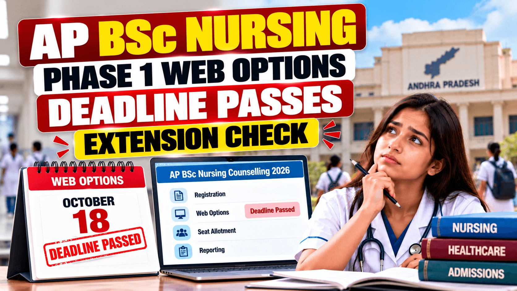 AP B.Sc Nursing CQ Phase 1 Web Options 11 AM Deadline Passes; No Extension Listed