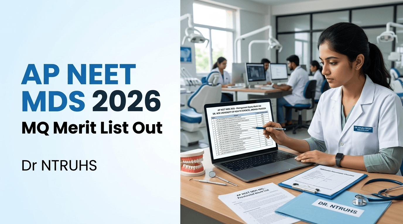 AP NEET MDS 2026 MQ Merit List Released; Check Dr NTRUHS List