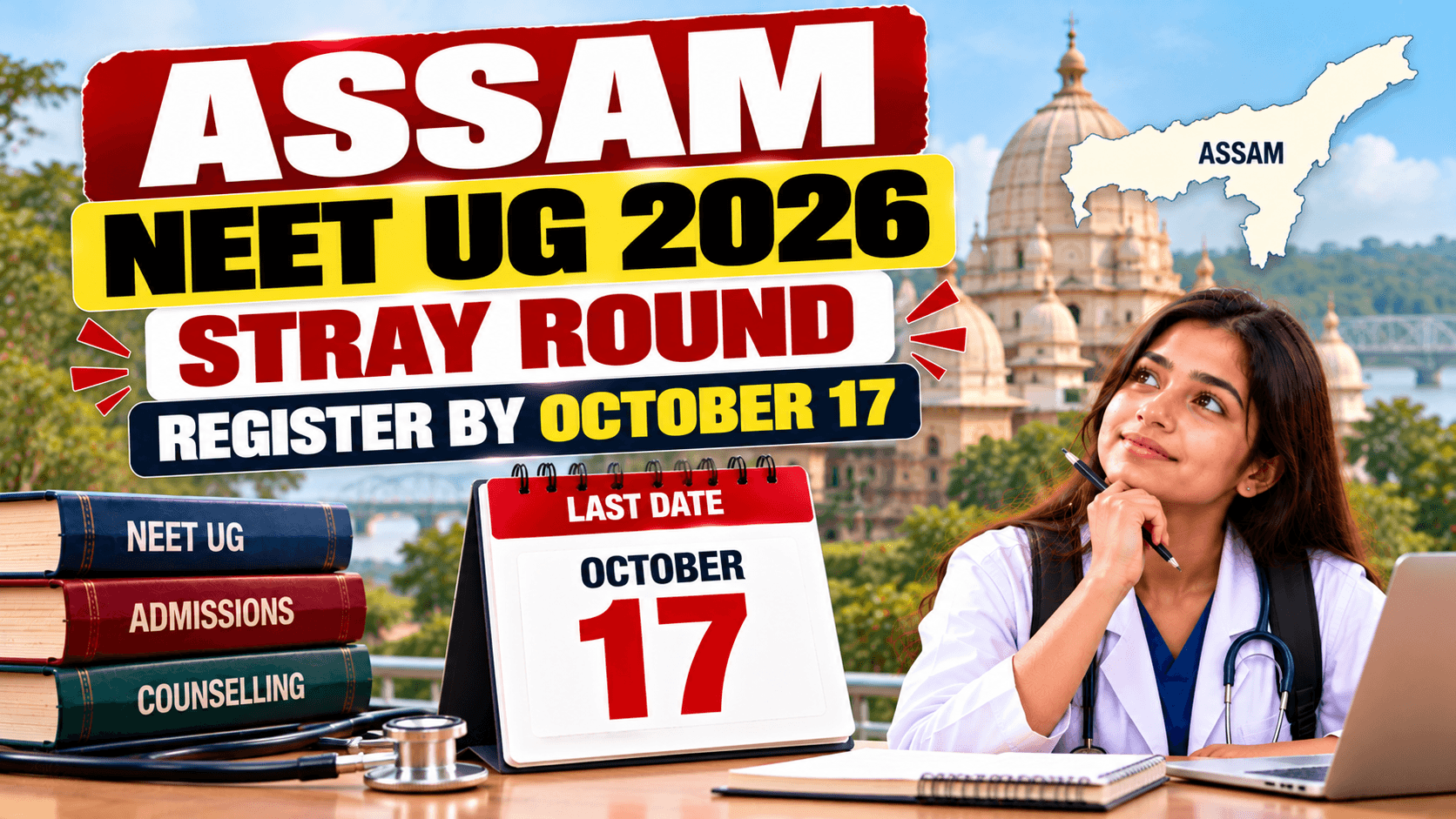 Assam NEET UG 2026 Stray Round: Register by October 17, Choice Filling Starts October 18