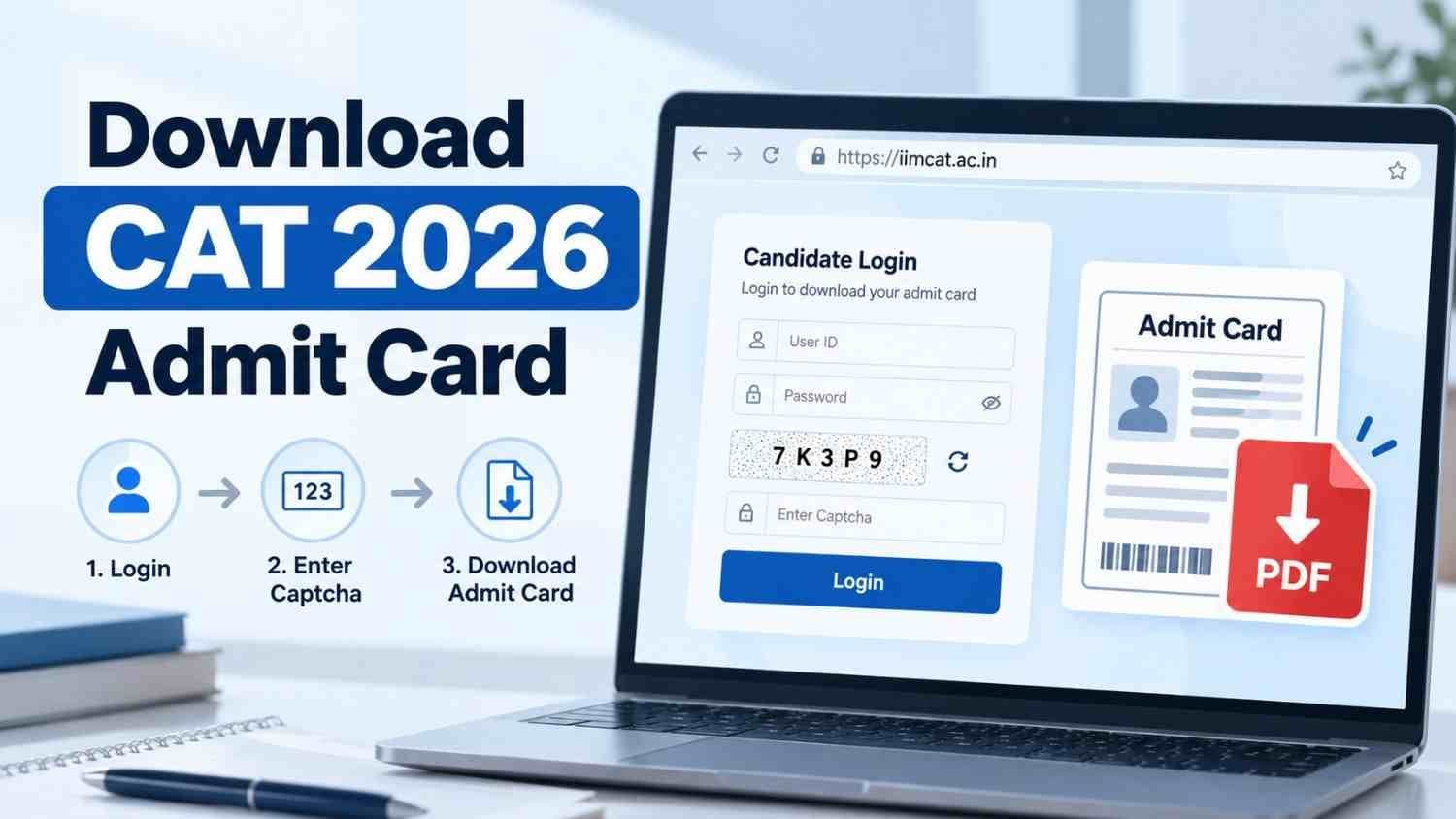 Steps to download the CAT 2026 admit card from iimcat.ac.in