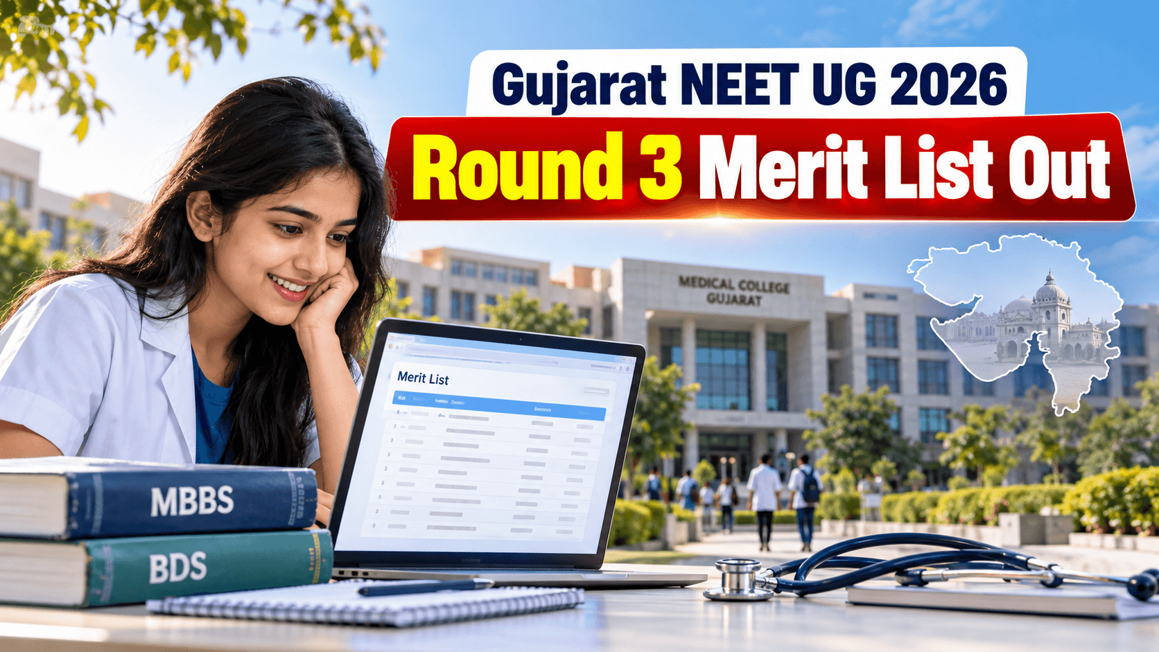 Gujarat NEET UG 2026 Round 3 Revised Merit List Released; Check Choice Filling Details