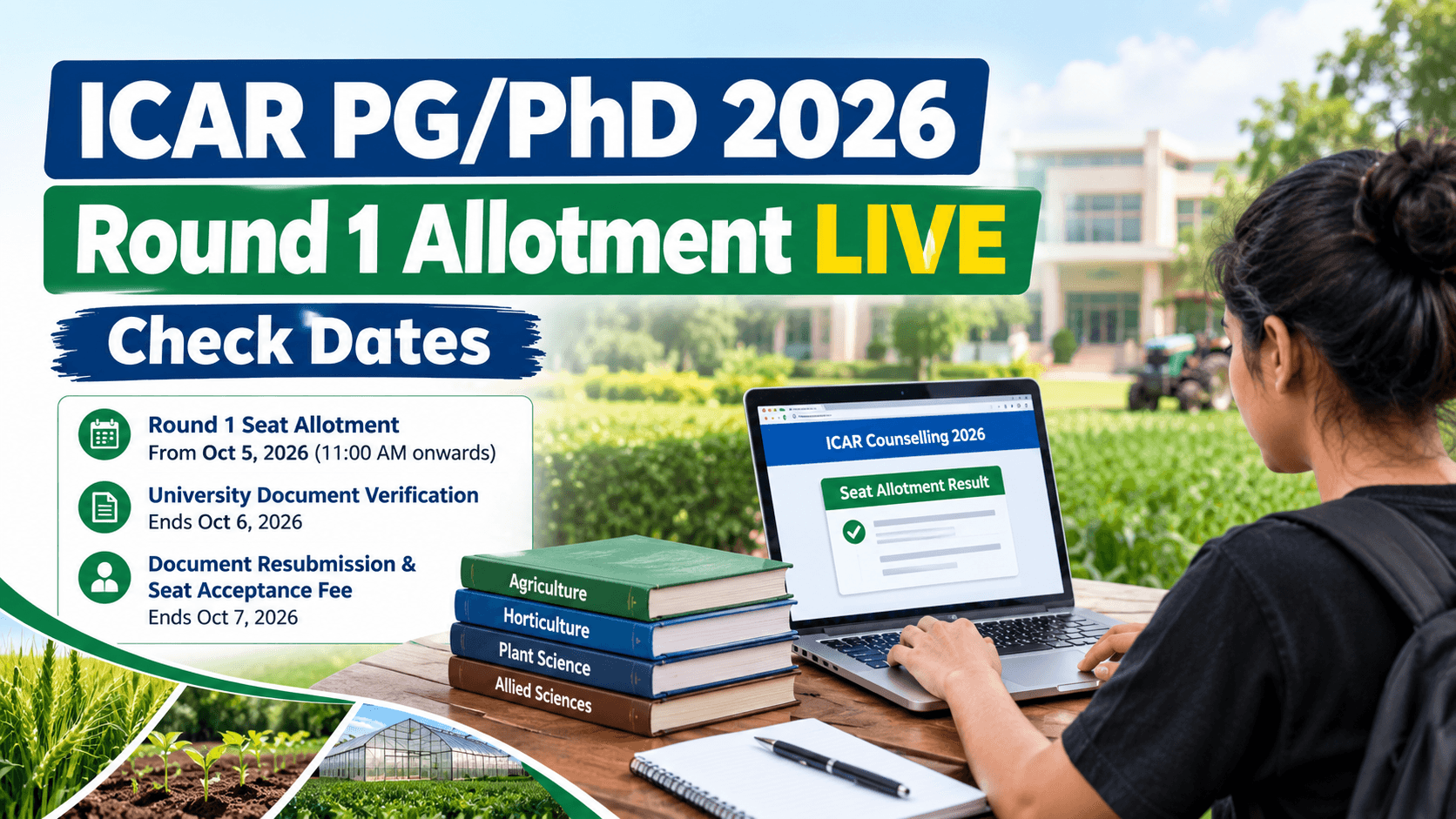 ICAR PG/PhD Round 1 Allotment 2026 Live: Check Your Seat and Complete These Steps