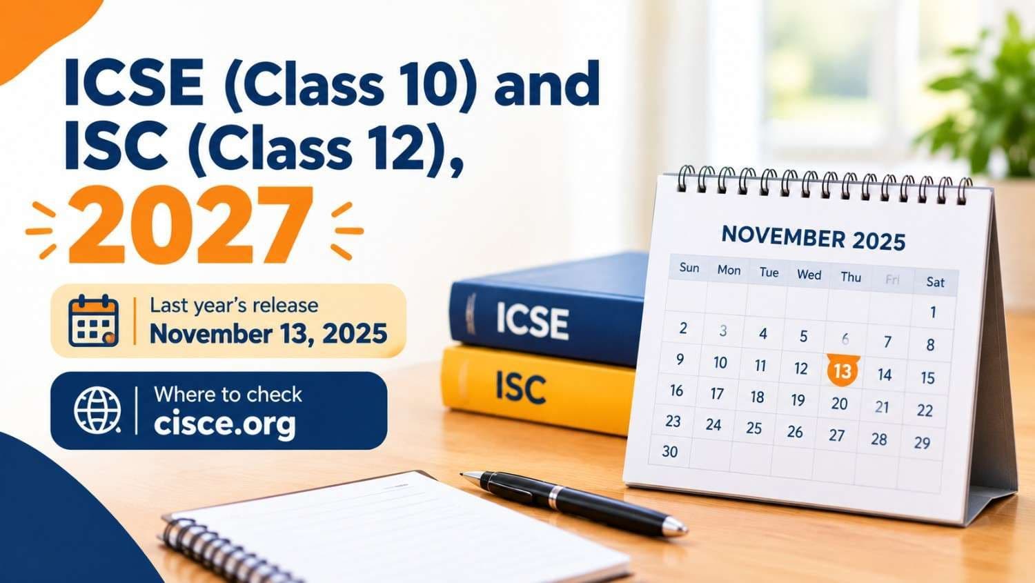Graphic showing ICSE and ISC timetable 2027 expected in November