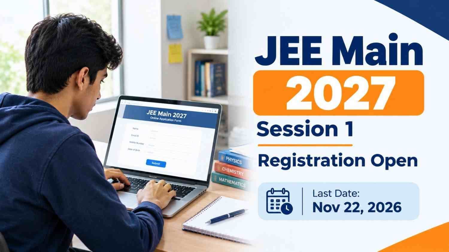 Student filling the JEE Main 2027 Session 1 online application form