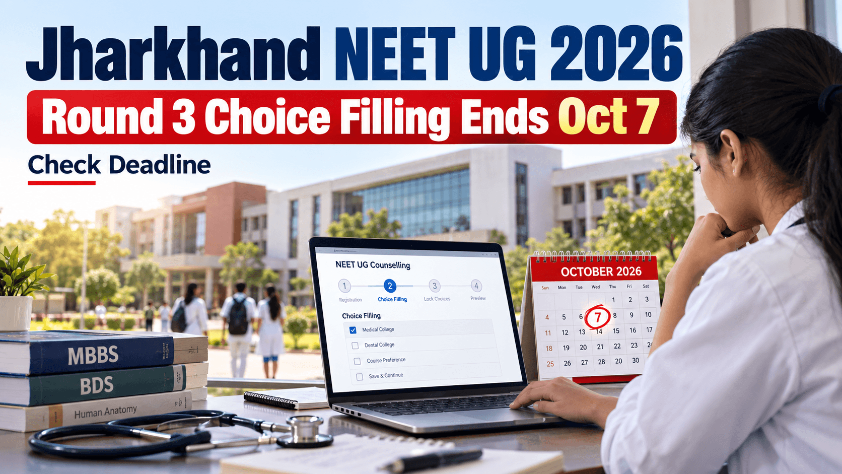 Jharkhand NEET UG Round 3 2026: Choice Filling Ends October 7, Check Schedule