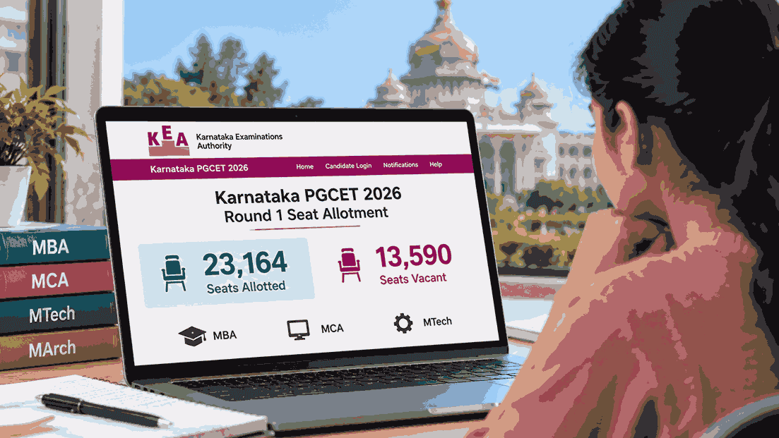 Karnataka PGCET 2026 Round 1 seat allotment result and vacant seats