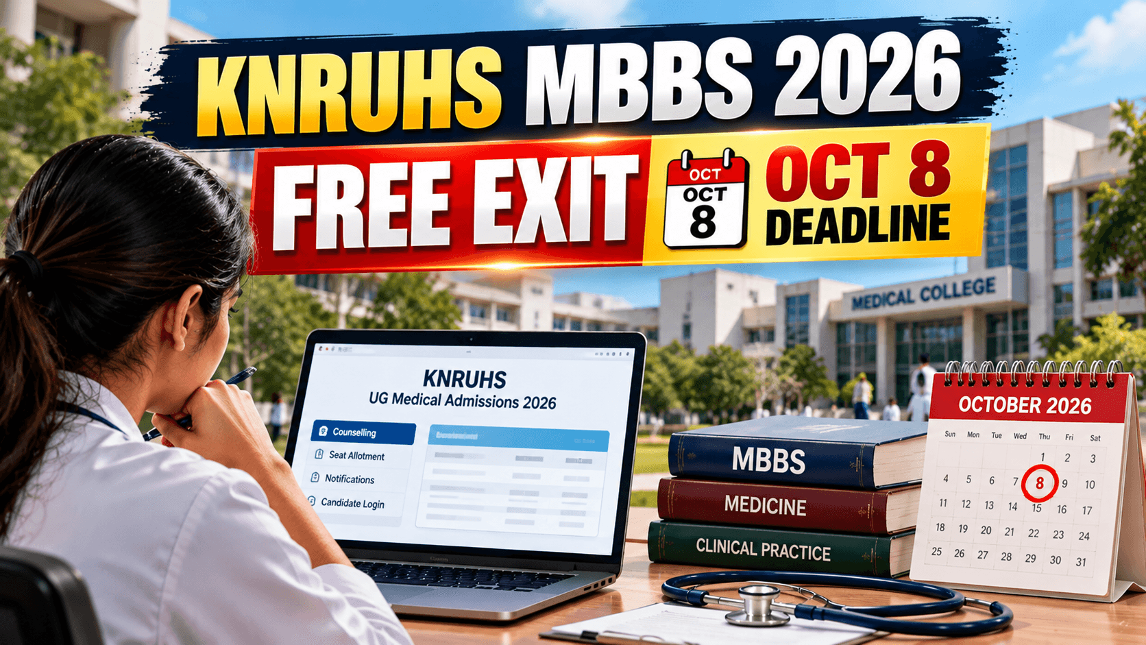 KNRUHS MBBS Free Exit 2026: Apply by October 8 Before 2 PM