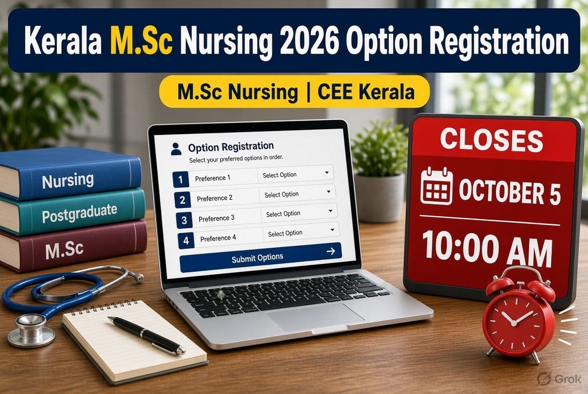 Kerala M.Sc Nursing 2026 option registration deadline October 5 at 10 AM