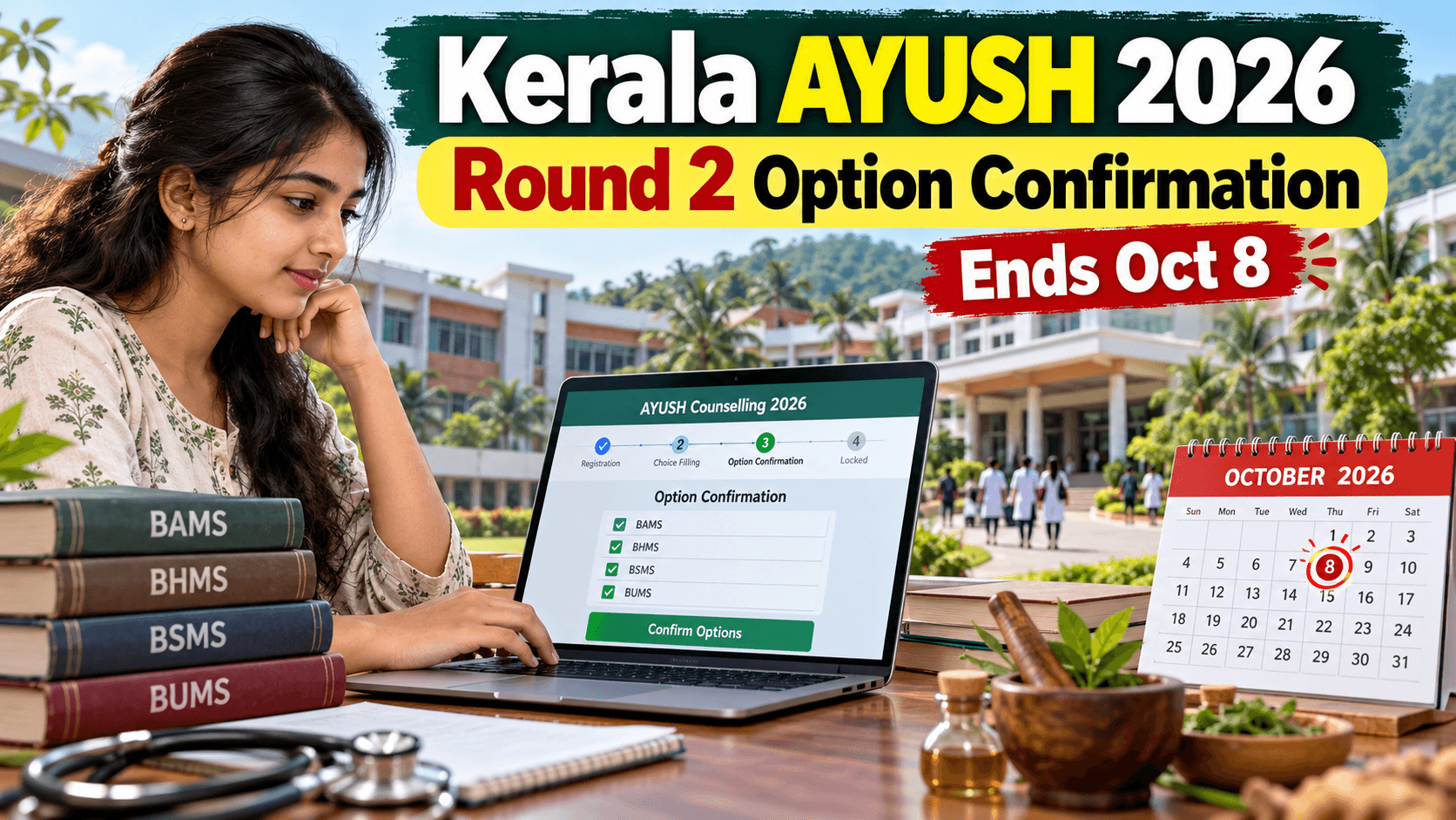 Kerala AYUSH Round 2 2026: Option Confirmation Ends October 8, Check Allotment Dates