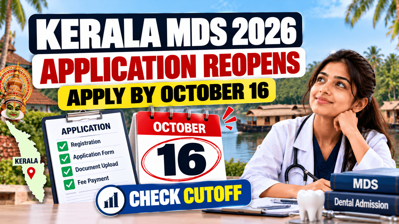 Kerala MDS 2026 Application Reopens After NEET-MDS Cutoff Reduction: Apply by October 16