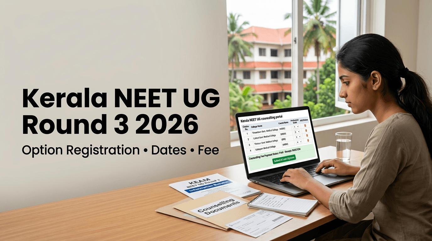 Kerala NEET UG Round 3 Counselling 2026: Fresh Option Registration Open, Check Dates, Fee and Eligibility