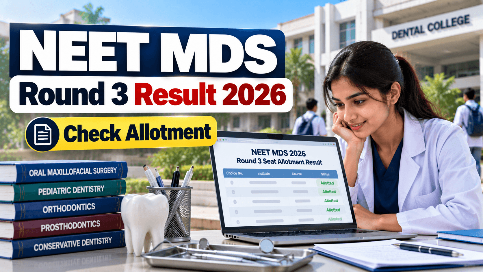 NEET MDS Round 3 Result 2026 Released; Check Allotment, Reporting Dates