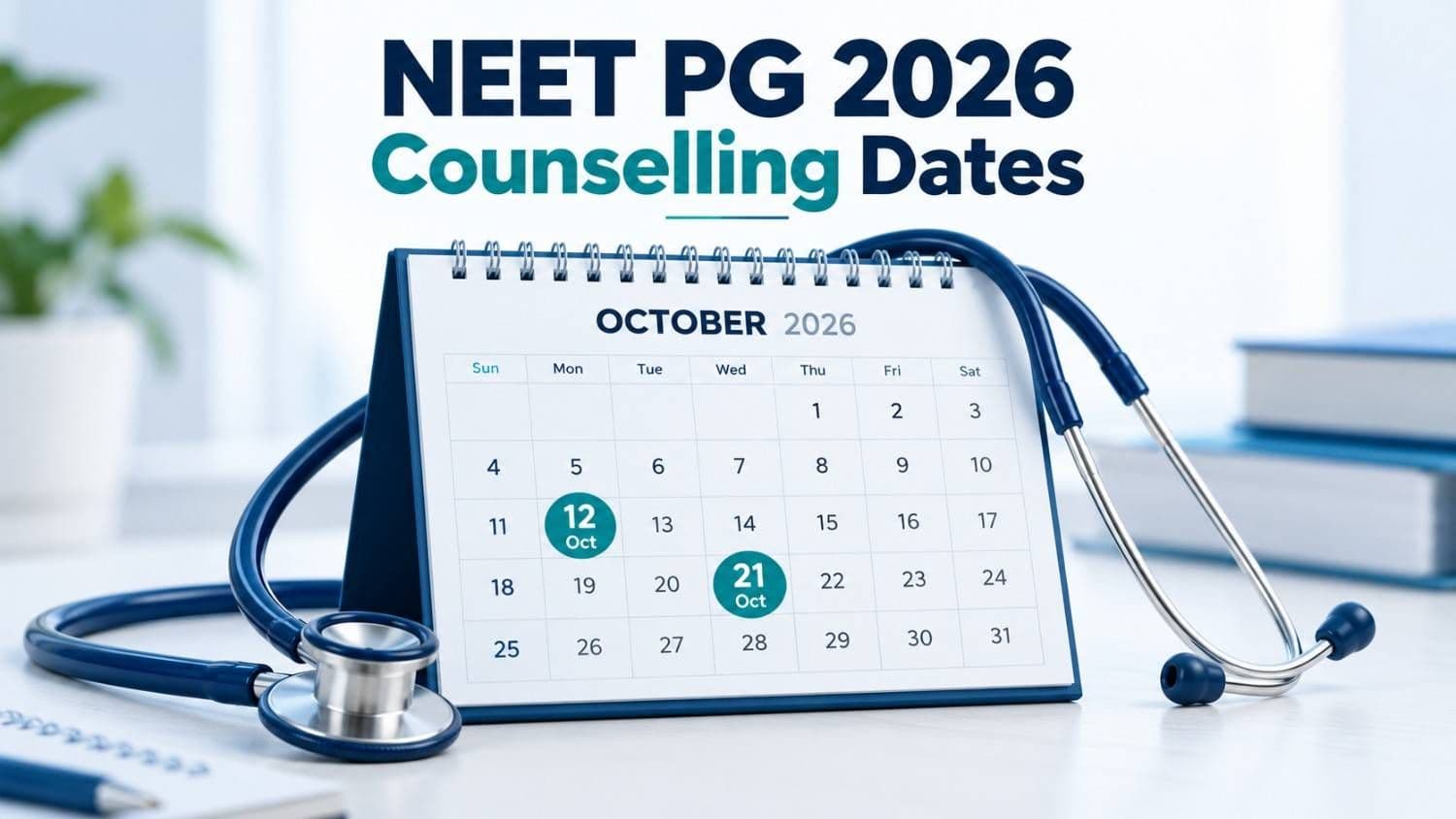 Calendar showing MCC NEET PG 2026 counselling Round 1 dates