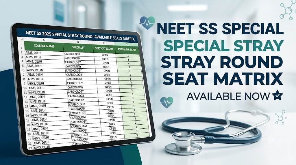 Seat list beside a stethoscope for the NEET SS special stray round matrix