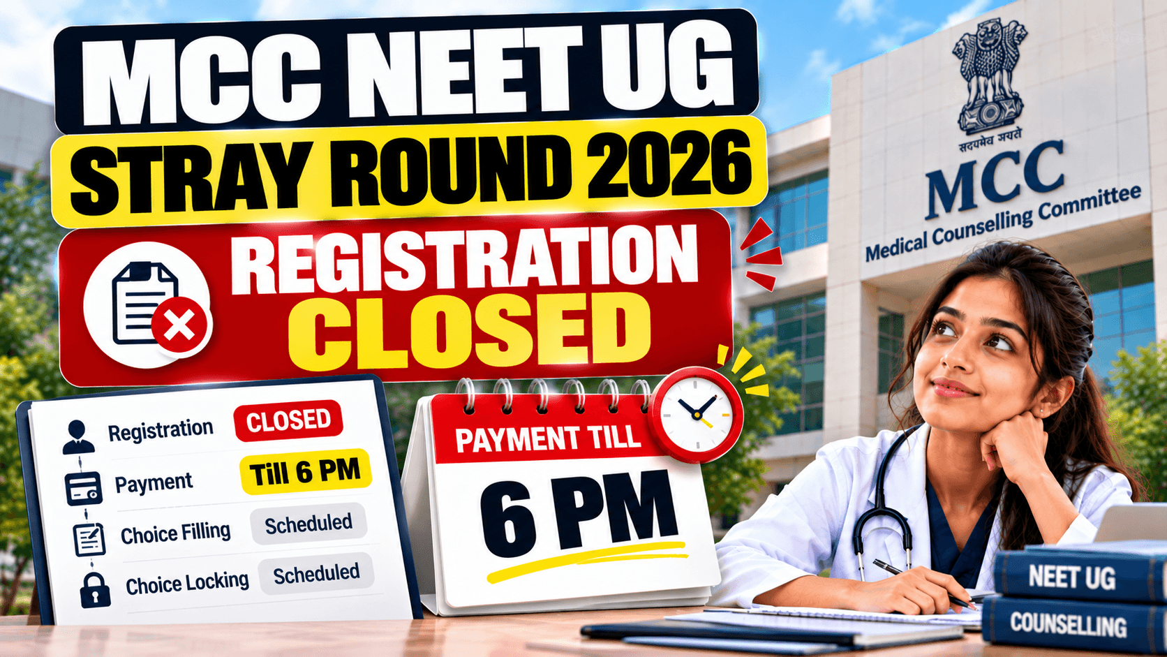 MCC Stray Round: Registration Cutoff Over, Payment Till 6 PM and Choices Till 11:55 PM