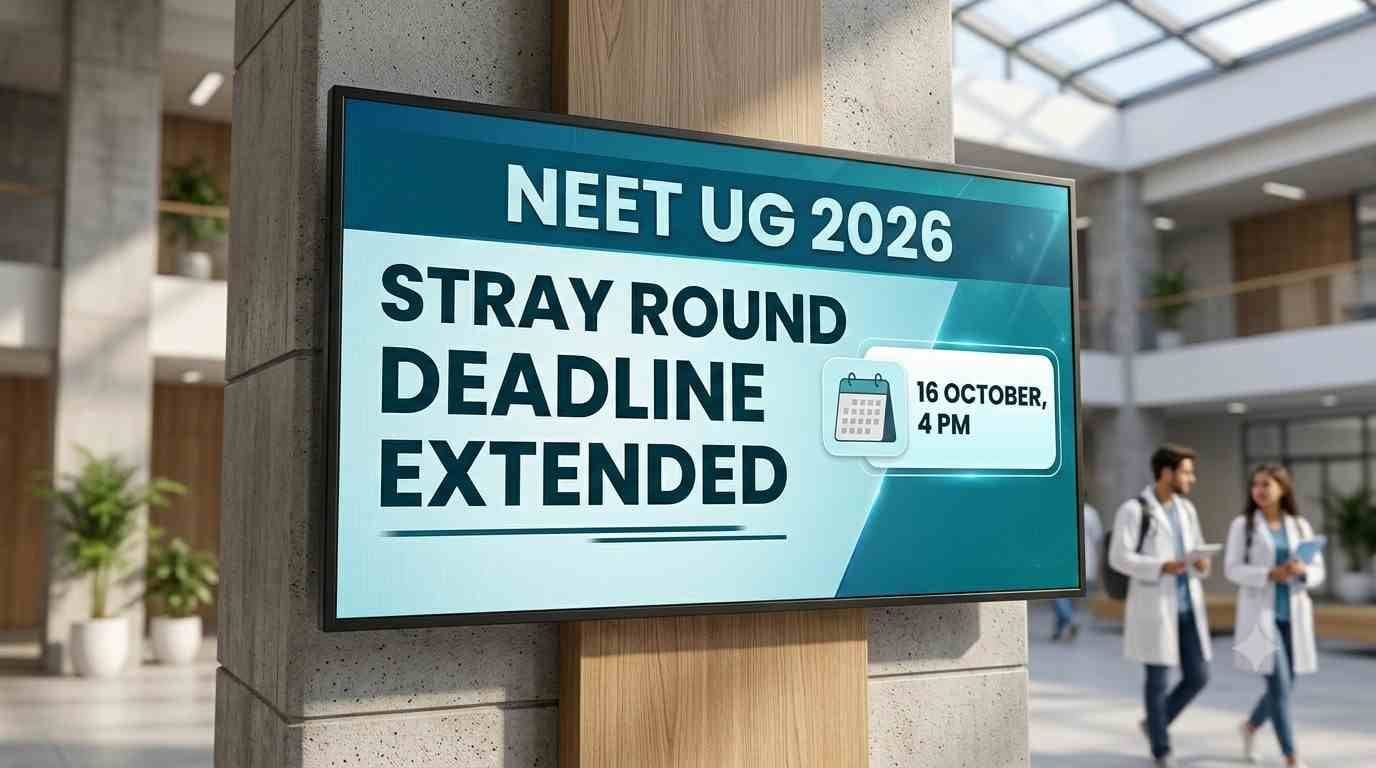 MCC NEET UG 2026 stray round registration extended to October 16