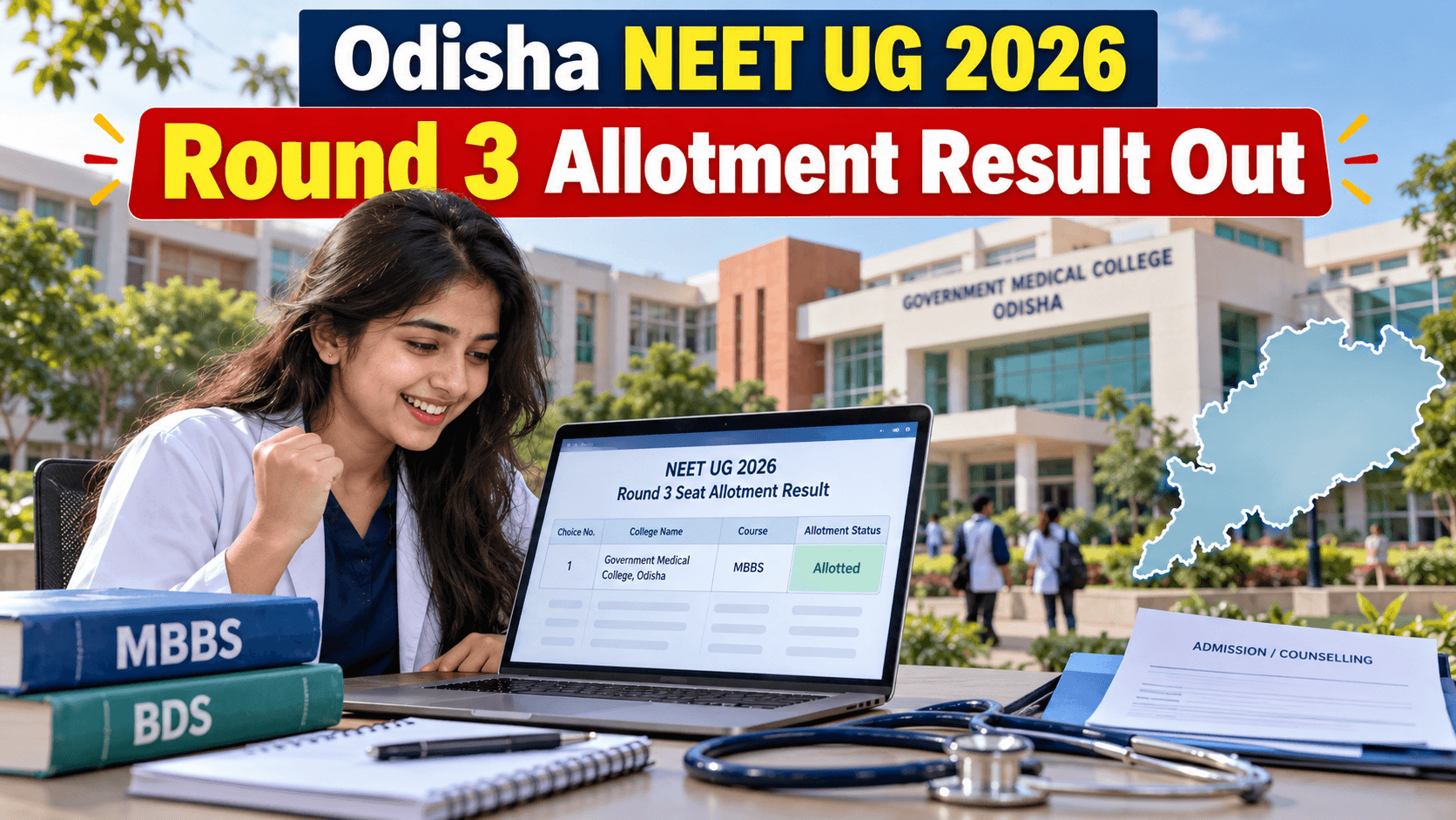 Odisha NEET UG Round 3 Allotment Result 2026: Provisional MBBS/BDS Allotment Out, Check Final Result Date